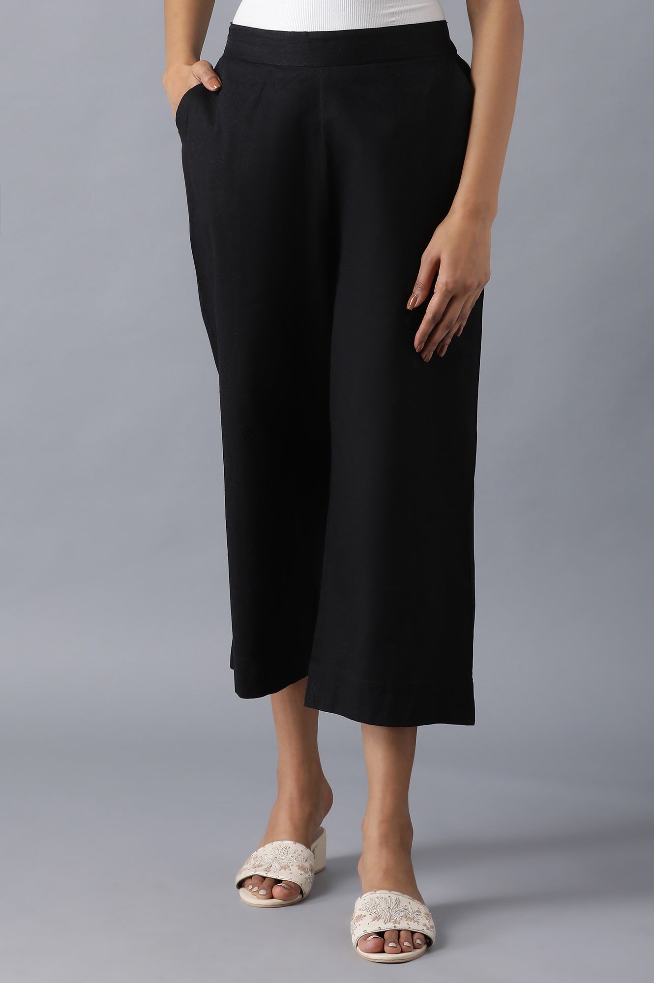 Maroon Solid Straight Palazzo