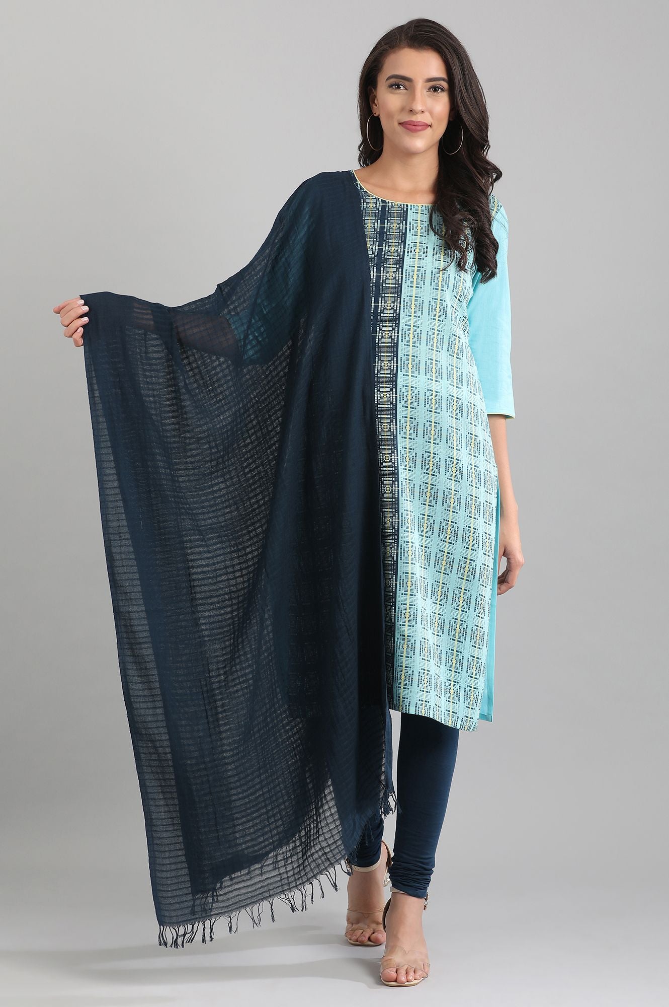 Dupatta Aurelia da donna in poliestere con stampa floreale, bianca Dupatta Aurelia da donna in poliestere con stampa floreale, bianca