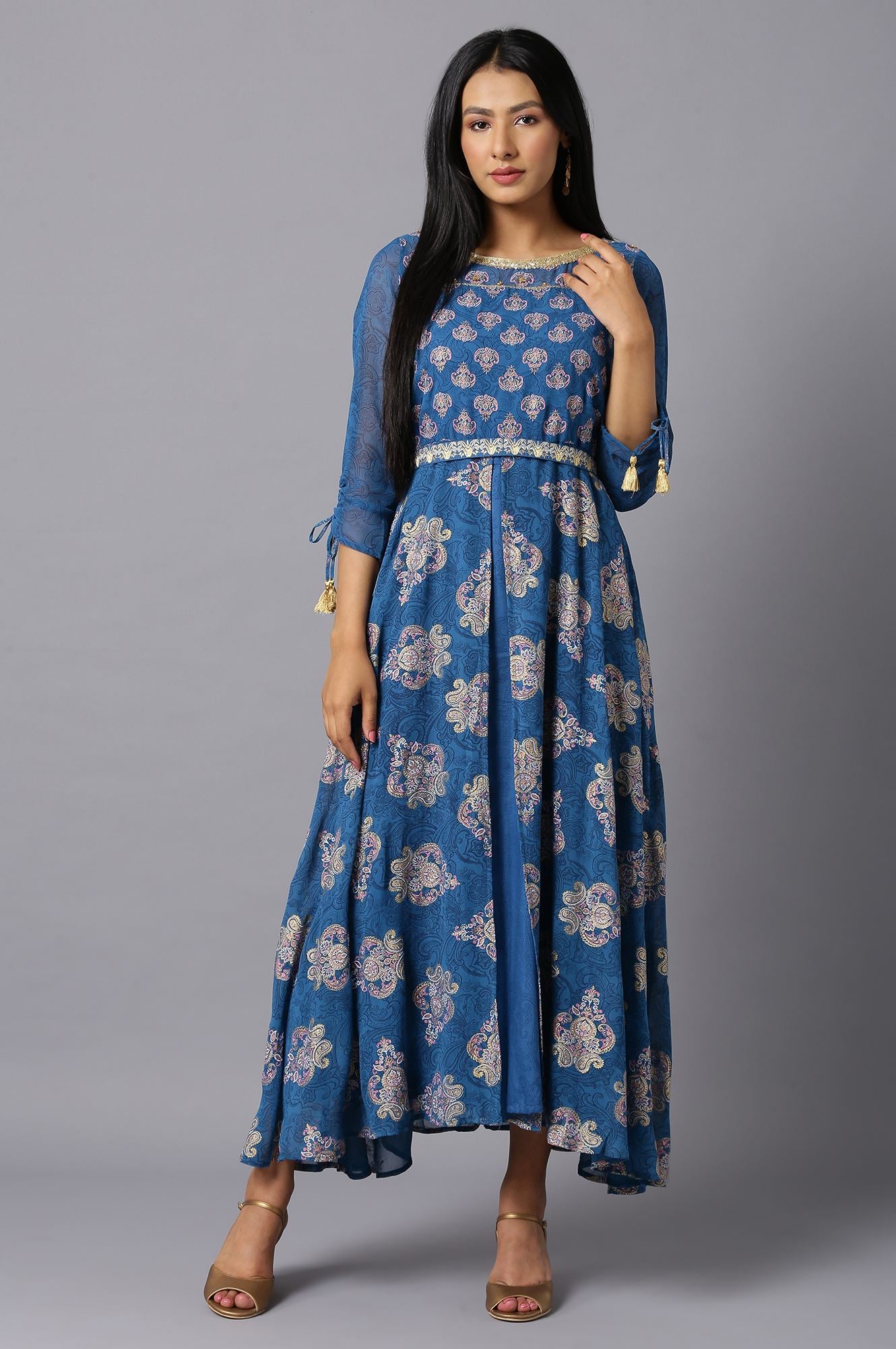 Buy Blue Floral Printed Dress Online for Woman