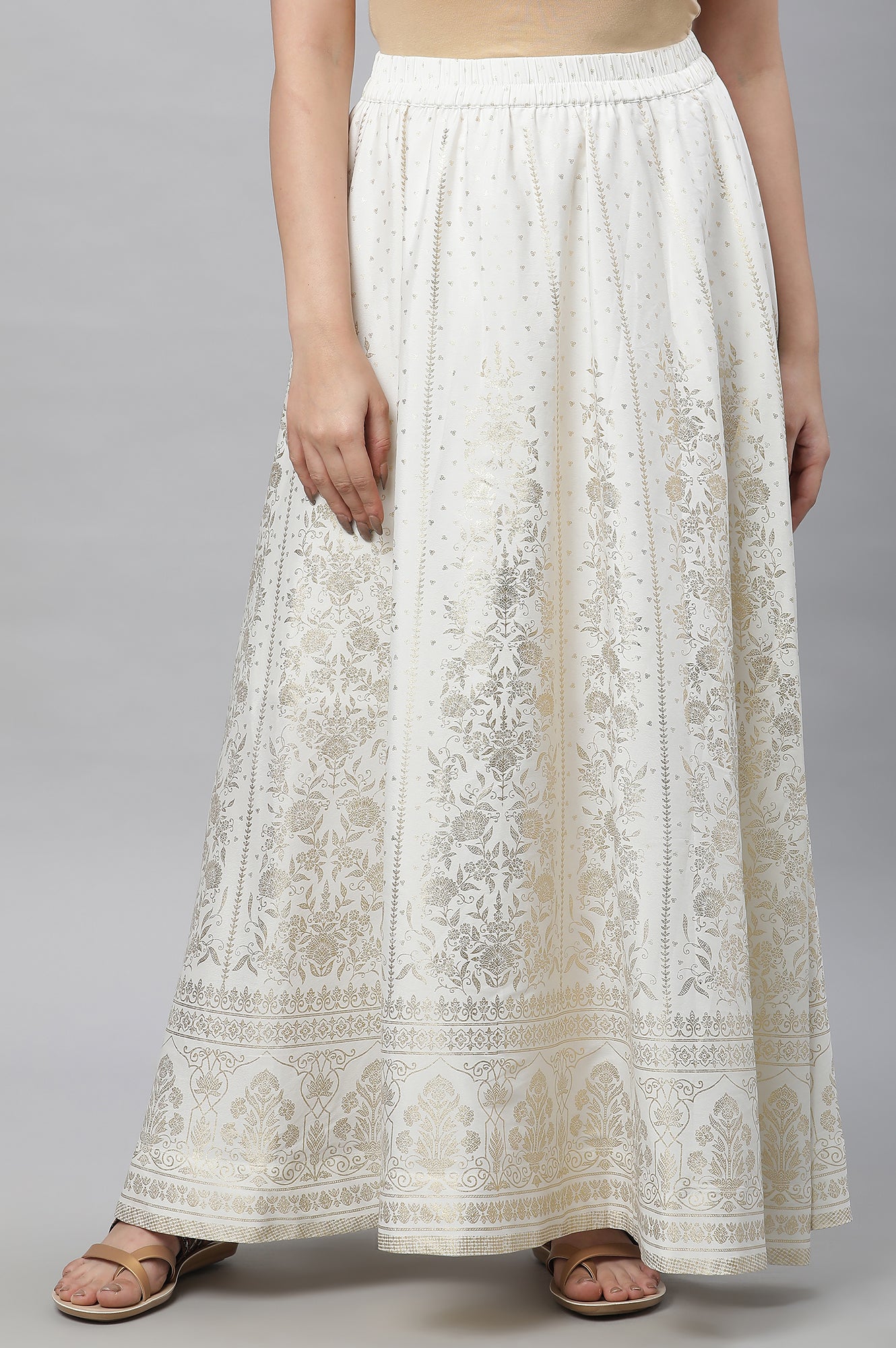 Buy White Printed Flared Skirt Online for Woman Shop for Aurelia