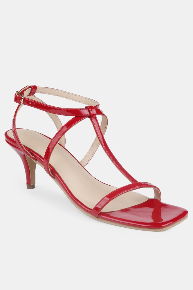 Red square toe solid stiletto