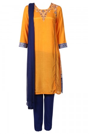 Yellow Printed kurta Set