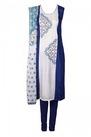 Blue &amp; White Printed kurta Set