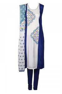 Blue &amp; White Printed kurta Set