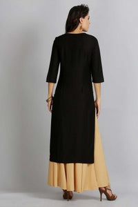 Black Printed Round Neck kurta Set