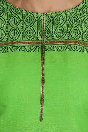 Green Printed Round Neck kurta