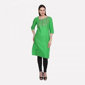 Green Printed 3/4 Sleeve kurta