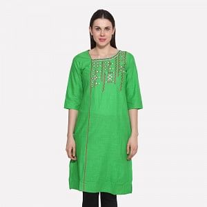 Green Printed 3/4 Sleeve kurta