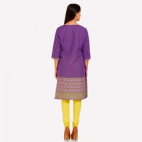 Purple V Neck Printed kurta