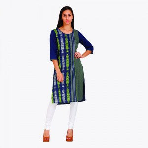 Blue Solid Round Neck kurta