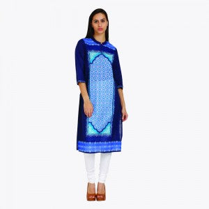 Blue Printed Round Neck kurta