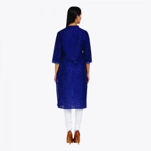 Blue Printed Round Neck kurta