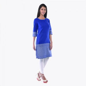 Blue Round Neck 3/4 Sleeves kurta