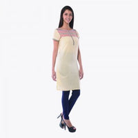 Off-White &amp; Black Printed Round Neck kurta