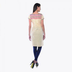 Off-White &amp; Black Printed Round Neck kurta