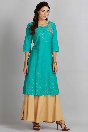 Blue Printed Sleeveless kurta