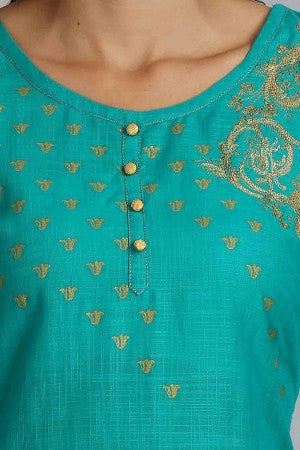 Blue Printed Sleeveless kurta