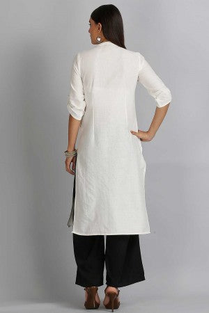 White Solid Mandarin Neck kurta