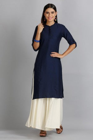 Blue Mandarin Neck Sleeveless kurta