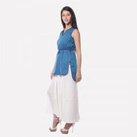 Blue Printed High-Low kurta