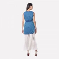 Blue Printed High-Low kurta