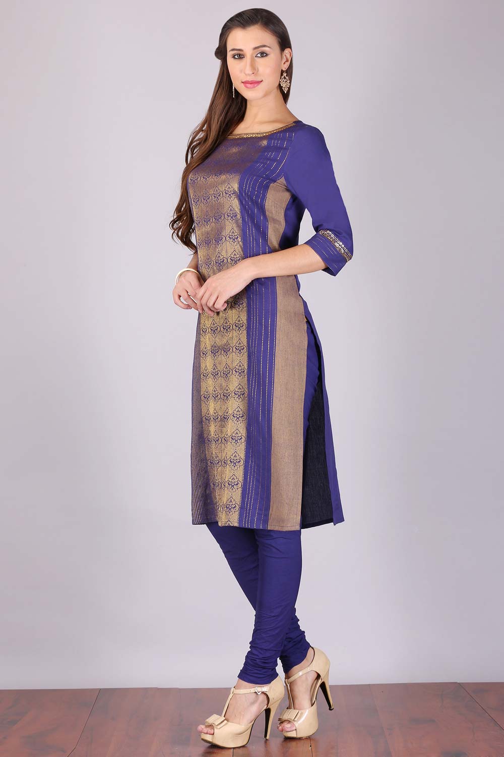 Purple Printed kurta Set