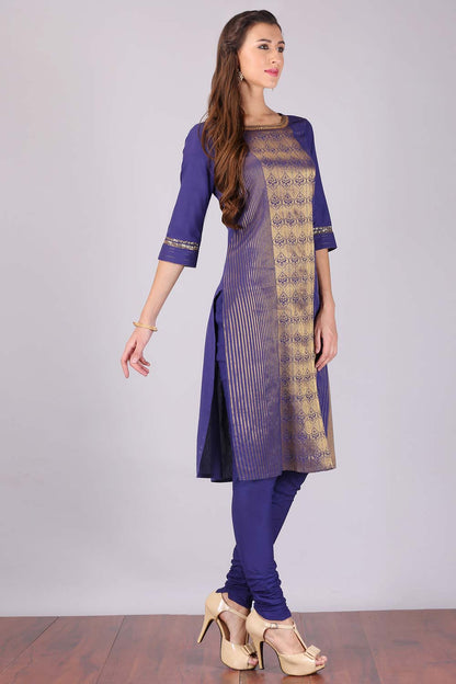 Purple Printed kurta Set