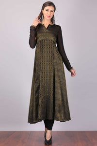 Black Flared Embellished kurta Set