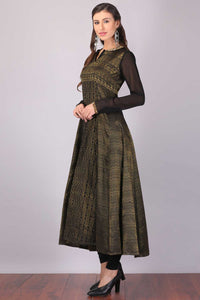 Black Flared Embellished kurta Set