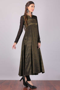 Black Flared Embellished kurta Set