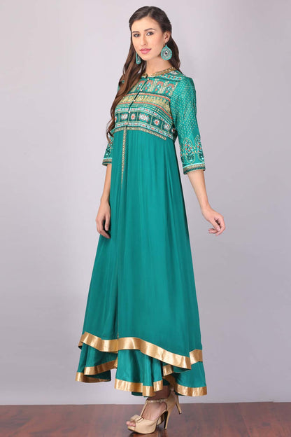 Green Mandarin Neck kurta Set