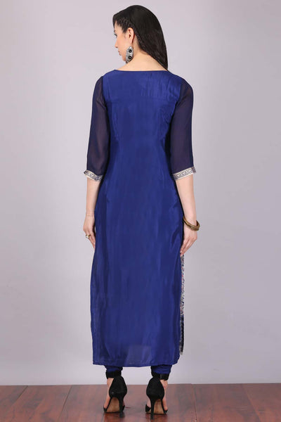 Purple & Yellow Printed kurta Set