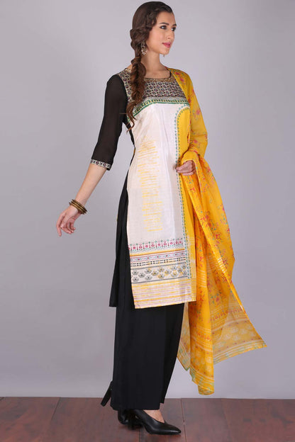 Yellow Stylized Round Neck kurta Set