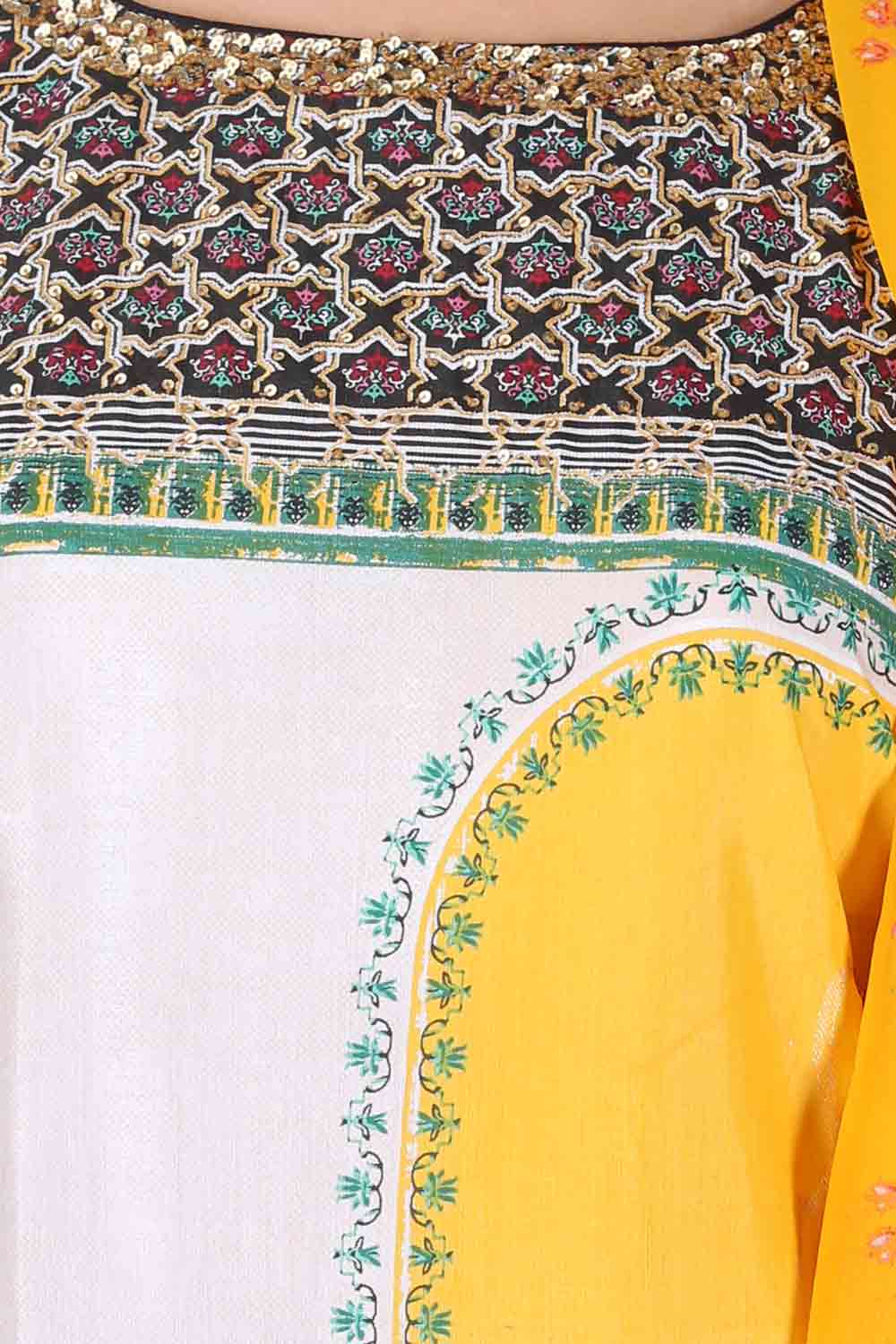 Yellow Stylized Round Neck kurta Set