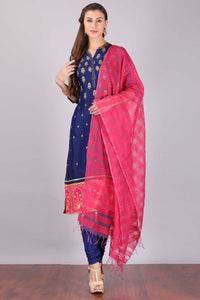 Blue Printed Mandarin Neck kurta Set