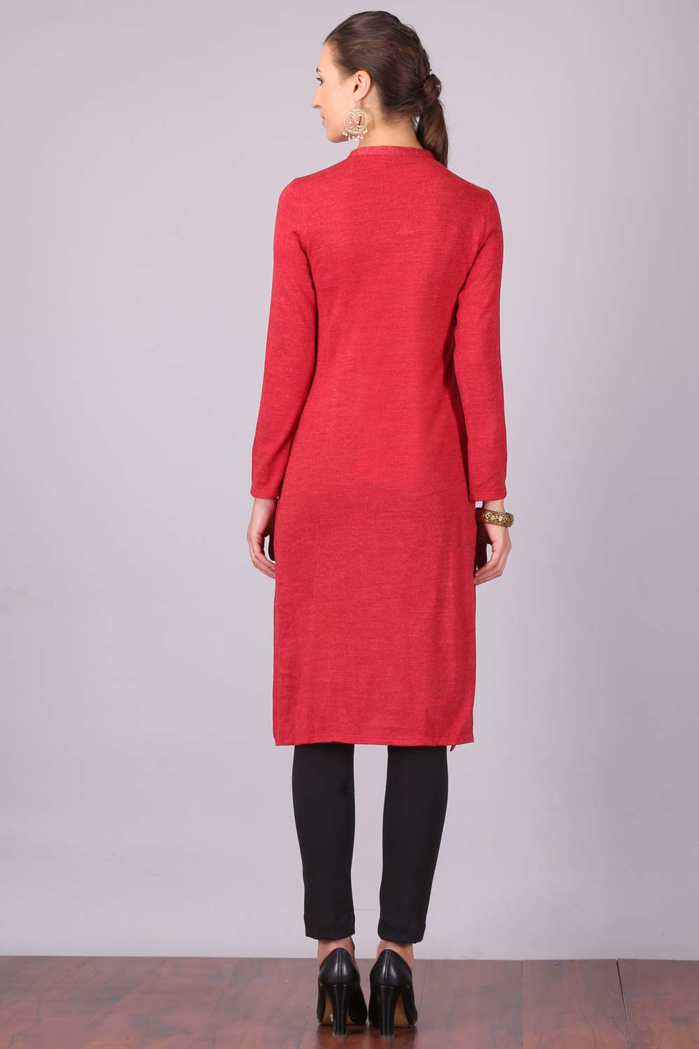 Red Mandarin Neck Winter kurta