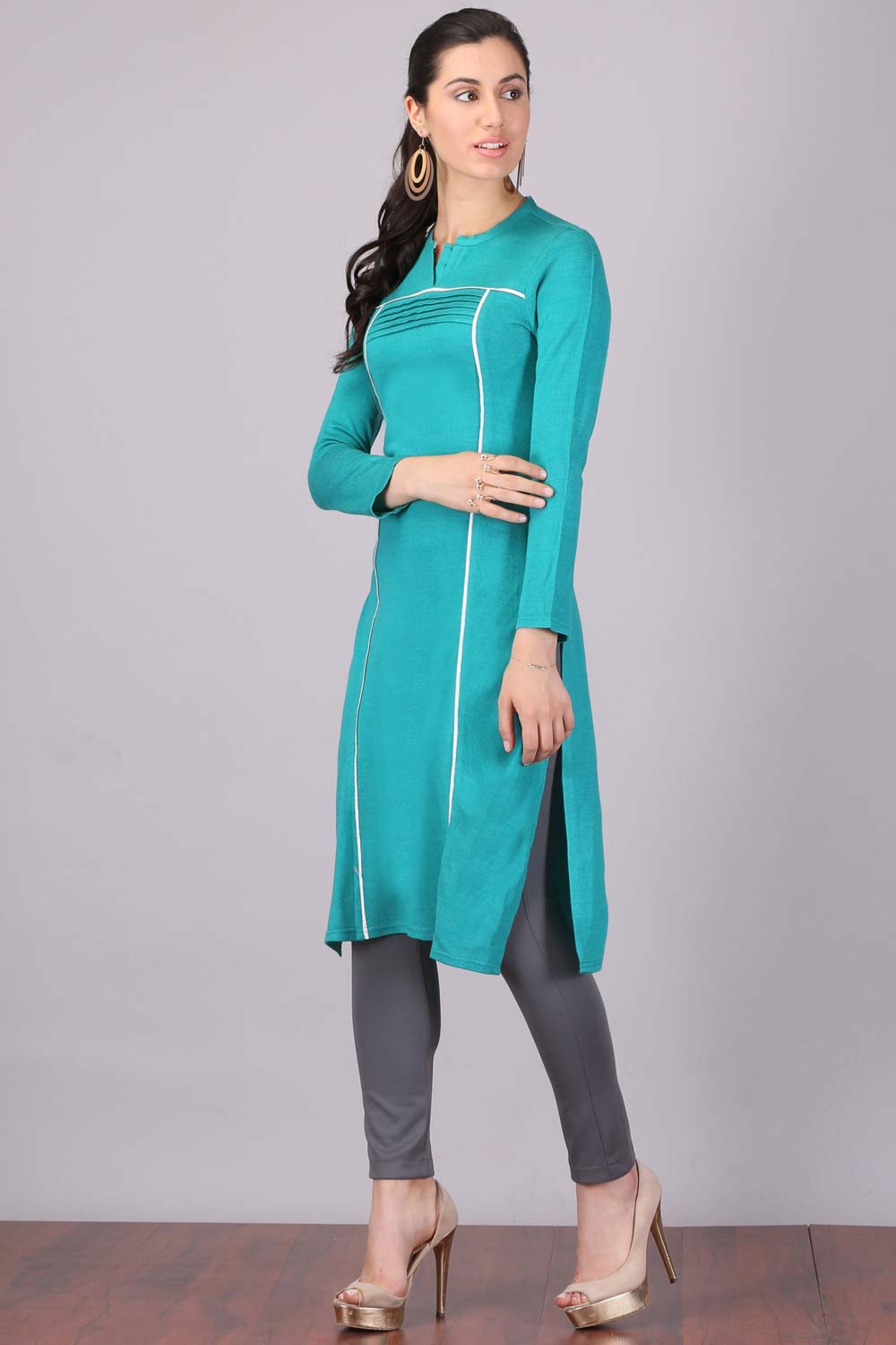 Blue Mandarin Neck Winter kurta