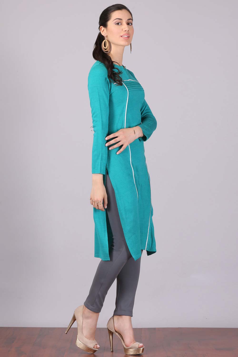 Blue Mandarin Neck Winter kurta