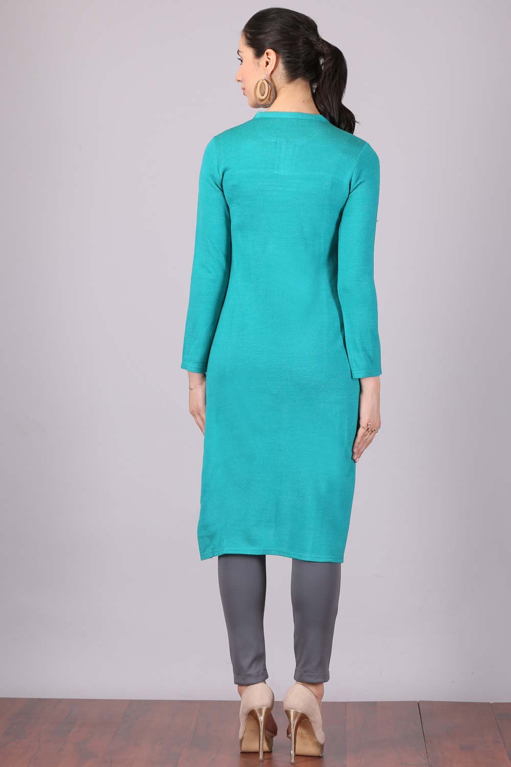 Blue Mandarin Neck Winter kurta