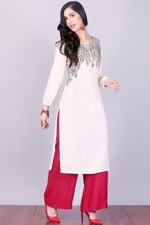 Cream Full Sleeve Printed kurta