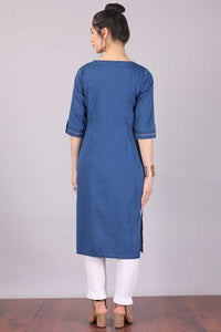 Blue Round Neck Denim kurta