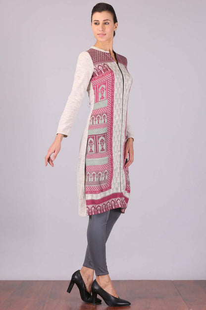 Pink &amp; White Winter kurta