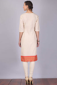 Off-White Round Neck Checkered kurta