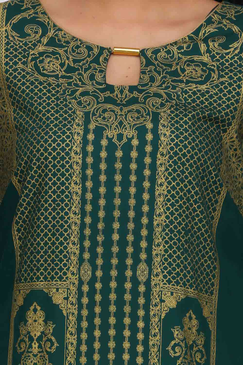 Green Printed Round Neck kurta