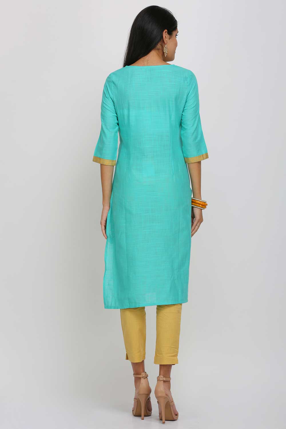 Blue Printed Round Neck kurta