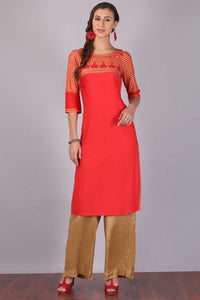 Red Round Neck kurta