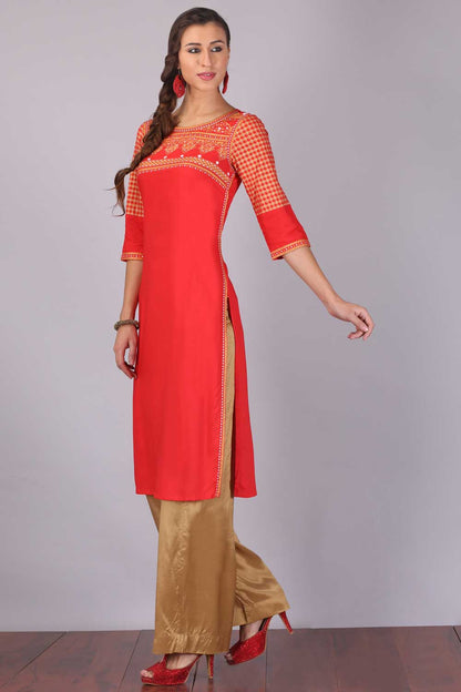 Red Round Neck kurta