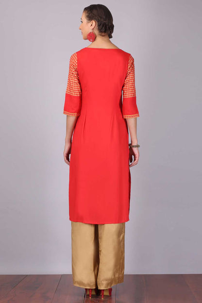 Red Round Neck kurta