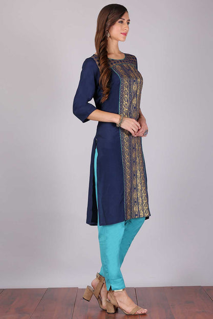 Navy Blue Viscose Printed kurta