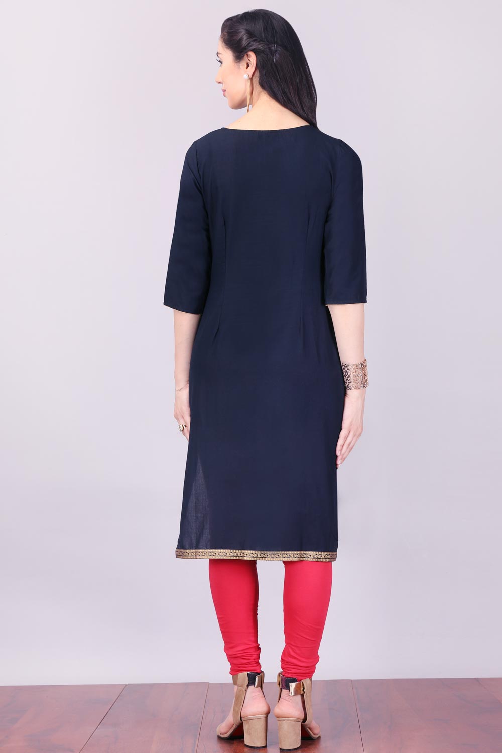 Blue Round Neck 3/4 Sleeve kurta